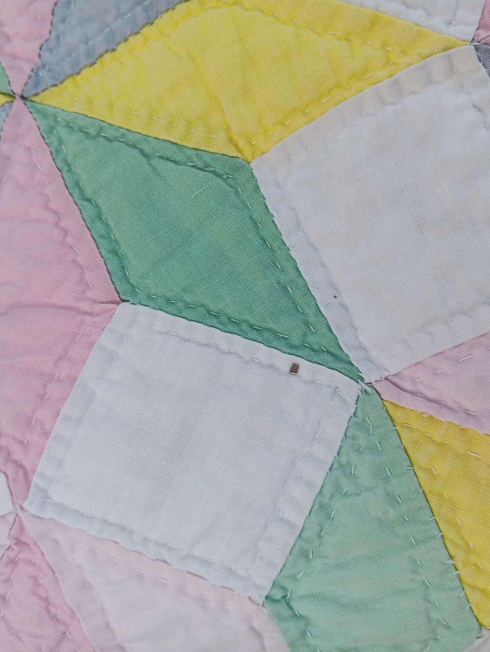 Antique Handstitched Pastel Patchwork Quilt - Picture 9 of 13